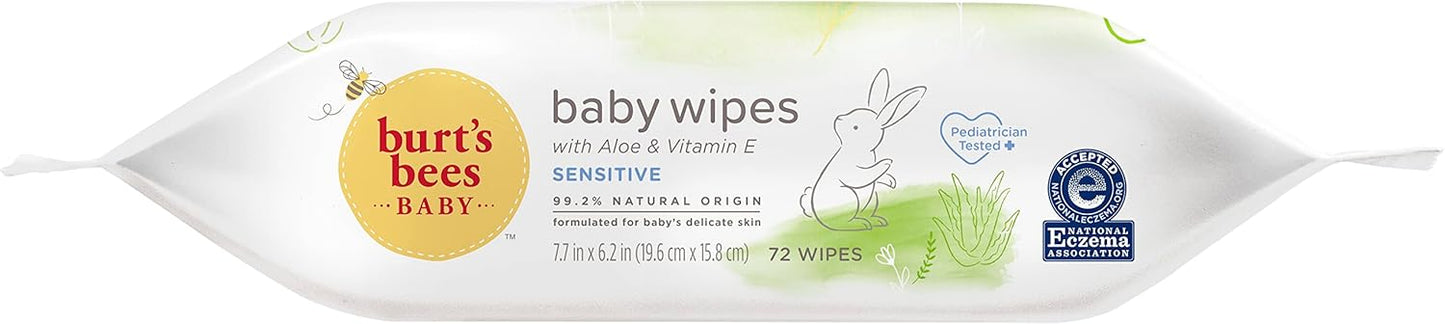 Burt's Bees Baby toallitas sin cloro, 72 unidades. El embalaje puede variar.