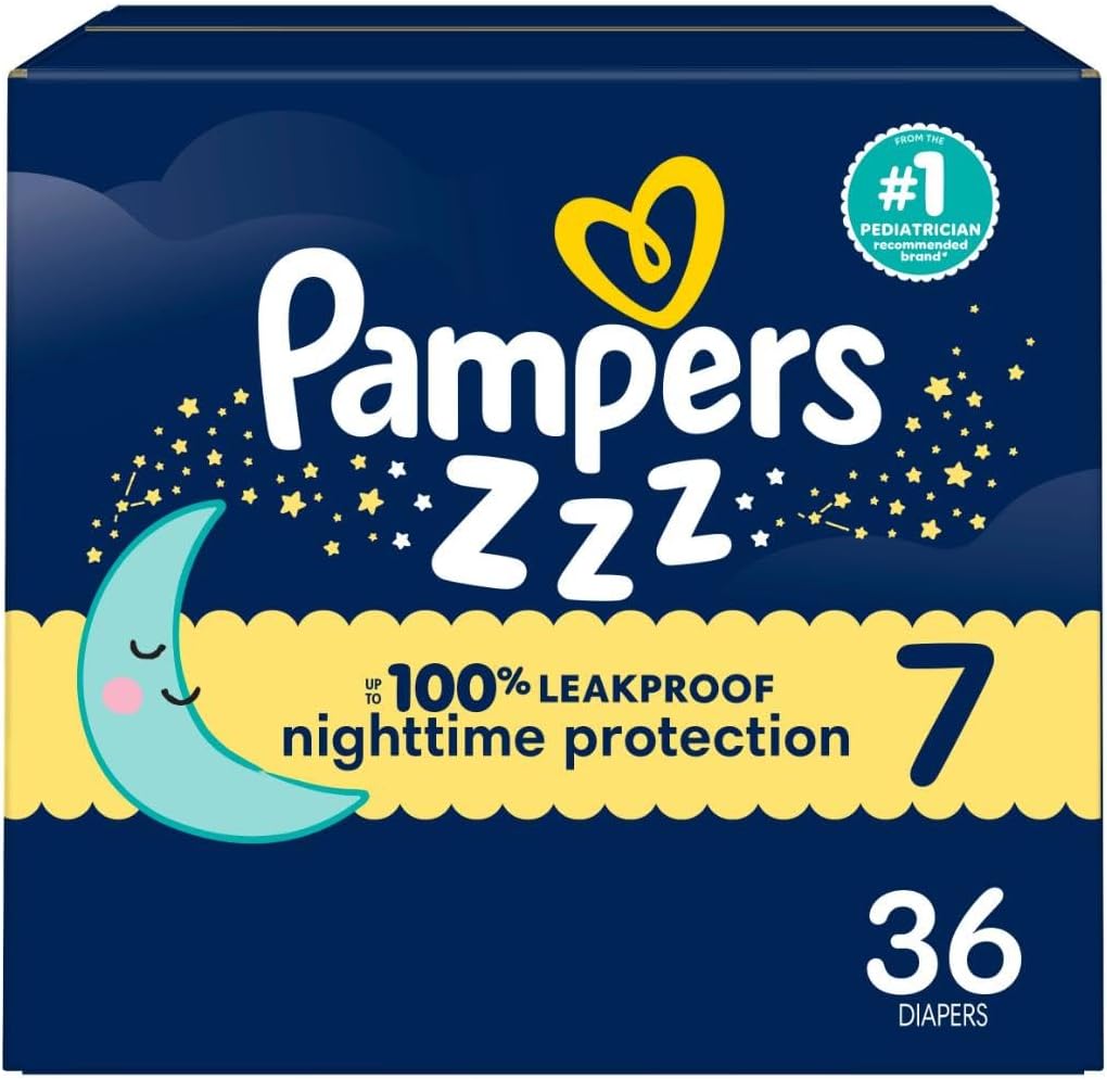 Pampers ZZZ Pañales Nocturnos, Talla 7 (41+ libras), 36 Unidades, P...