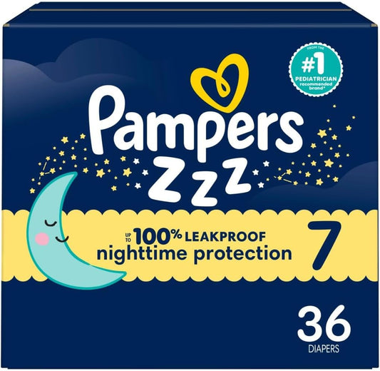 Pampers ZZZ Pañales Nocturnos, Talla 7 (41+ libras), 36 Unidades, P...