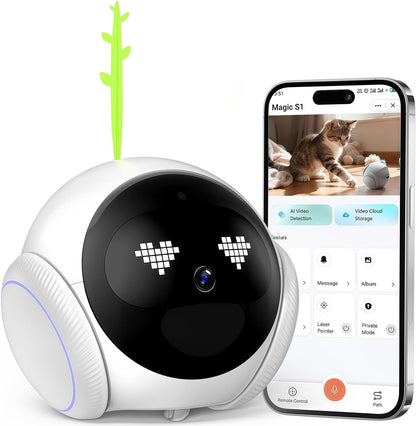 RPZ Cámara para mascotas para interiores, cámara para perros, robot...