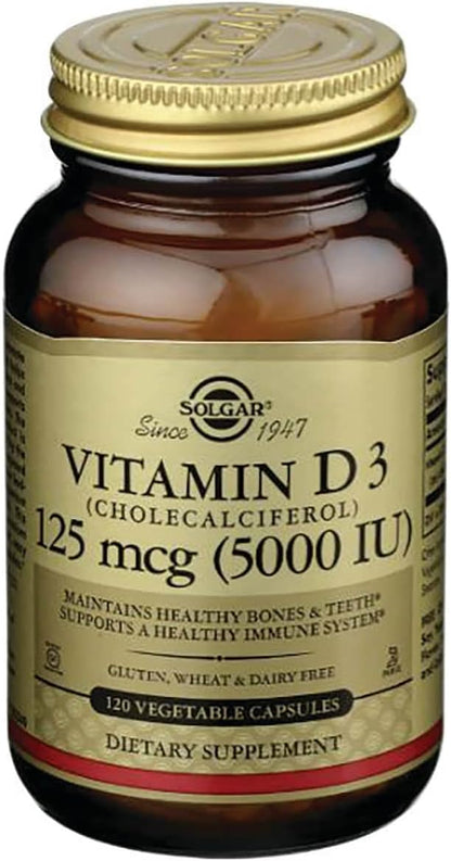 Solgar - Vitamina D3 (colecalciferol) 125 MCG (5000 UI), 120 cápsul...