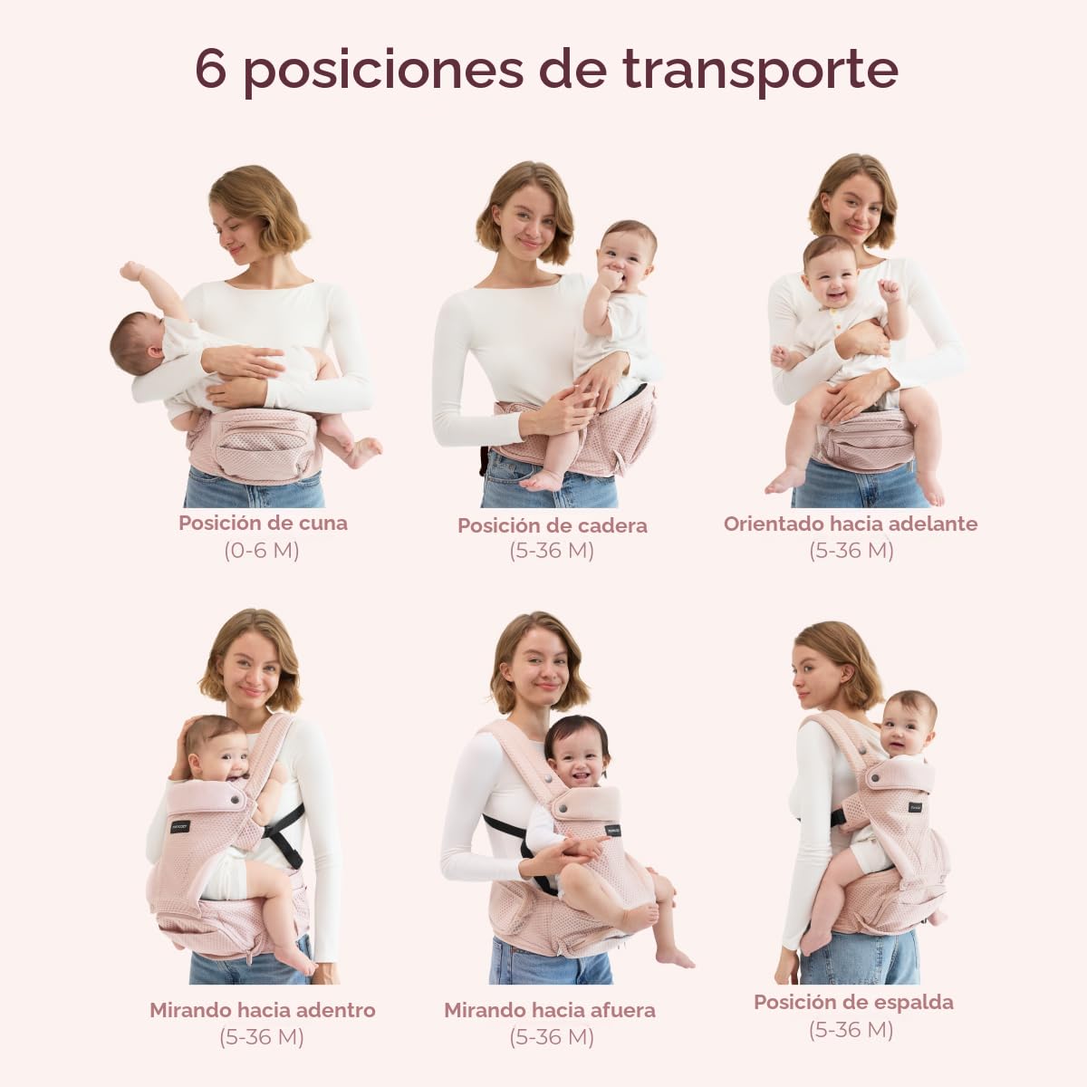 Momcozy Portabebés con asiento de cadera, transporte orientado haci...
