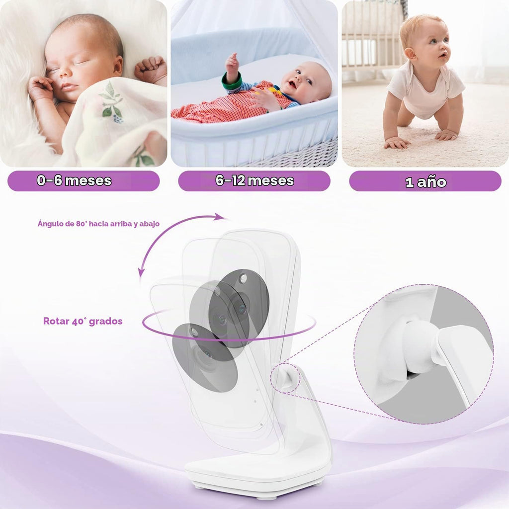 VTimes Monitor de bebé de video con cámara y audio, sin WiFi de 5 p...