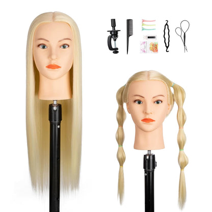 Cabeza de maniquí 26-28" con 80% de cabello humano, cabeza de m...