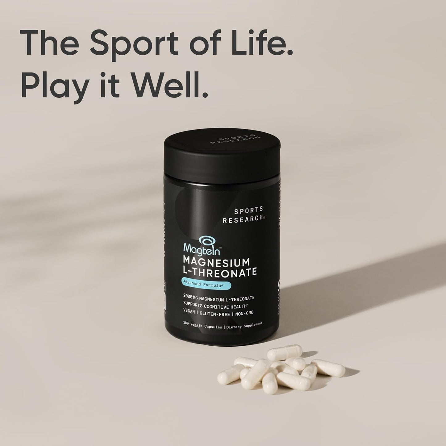 Sports Research® L-treonato de magnesio 2000 mg con Magtein®, 180 u...