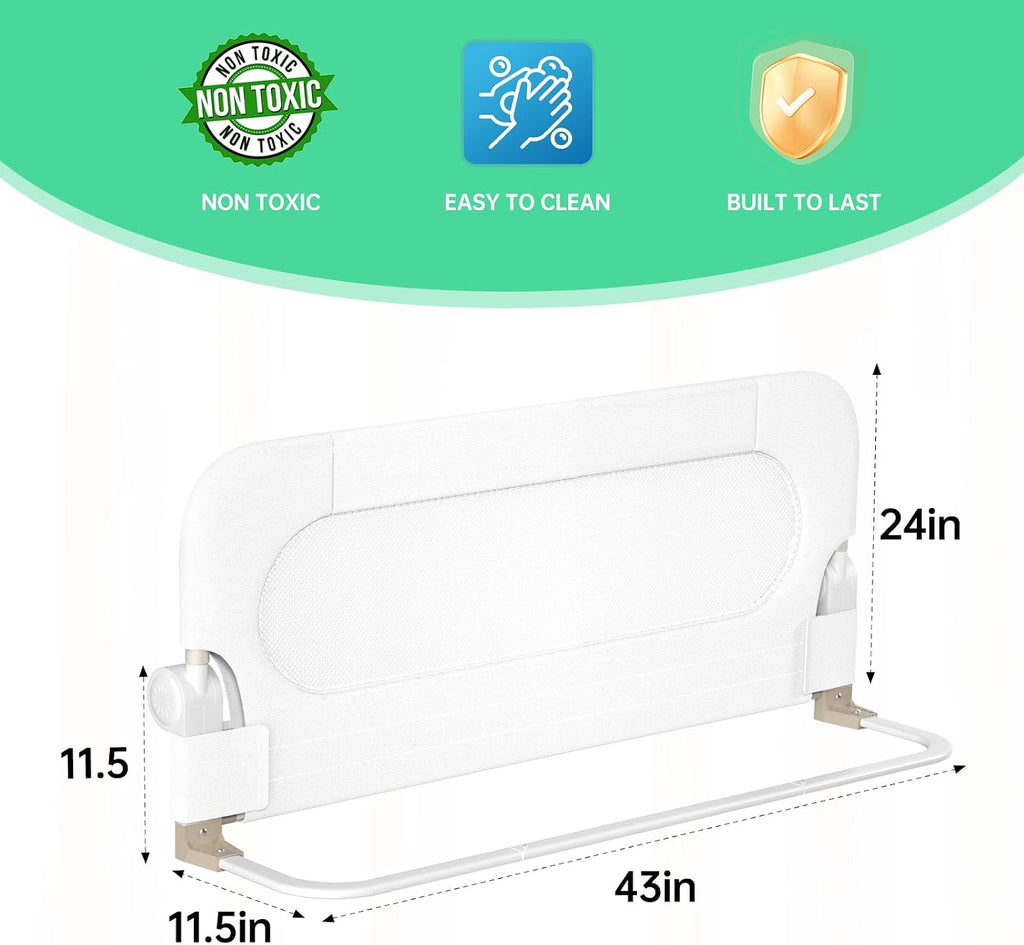 UPGOGO Riel de cama plegable para niños pequeños, blanco, 43 pulgad...