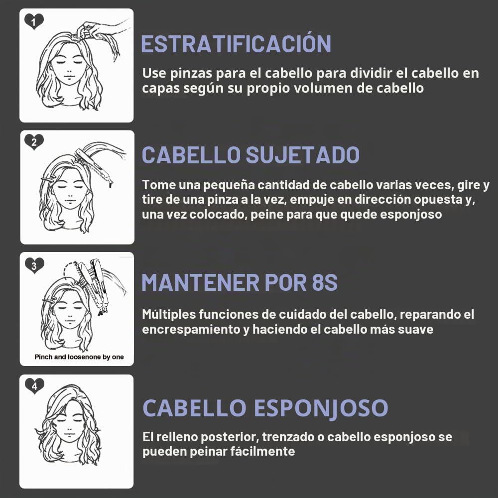 JINRI - Cepillo de pelo, plancha de pelo, volumen bombeado, tempera...