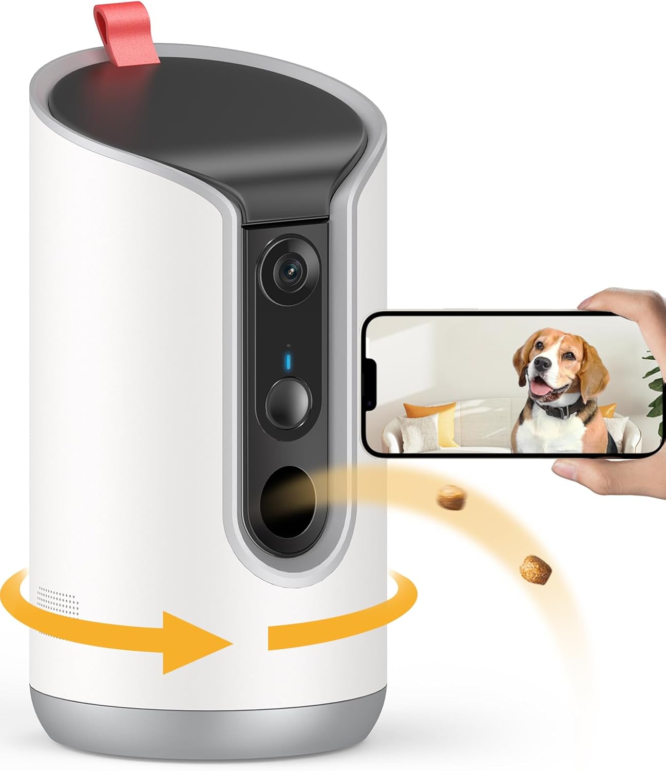 TKENPRO Cámara para mascotas 2K con dispensador de golosinas, cámar...