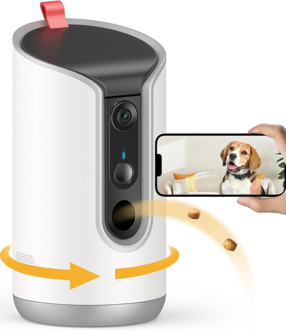 TKENPRO Cámara para mascotas 2K con dispensador de golosinas, cámar...
