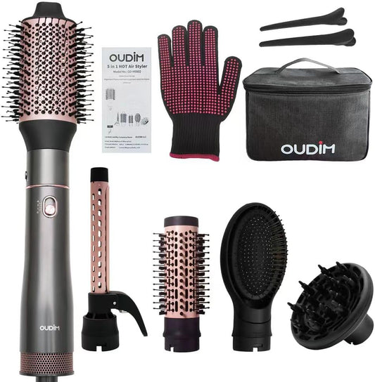 Juego de cepillo secador de pelo con iones negativos 5 en 1, cepillo secador de pelo con aire caliente con múltiples longitudes adecuado para diversas necesidades para rizar el cabello, 3