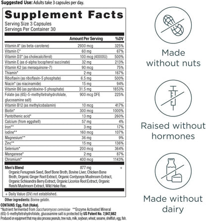 Ancient Nutrition Multivitamínico para hombres, vitamina D, C, E, B...