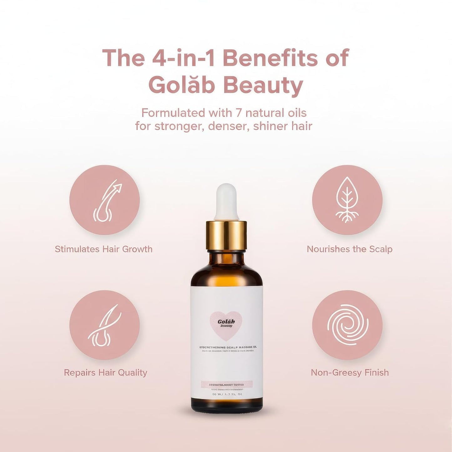 Golab Beauty Aceite para el cabello, tratamiento para el cuero cabelludo de romero, orgánico, vegano, crecimiento y reparación para puntas abiertas y tratamiento del cuero cabelludo seco