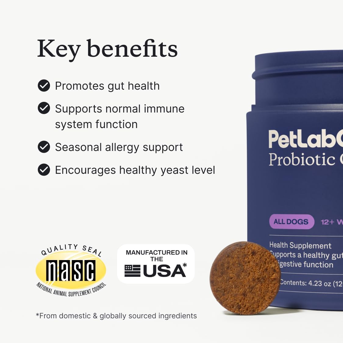 PetLab Co. Probióticos para perros, ayudan a la salud intestinal, l...