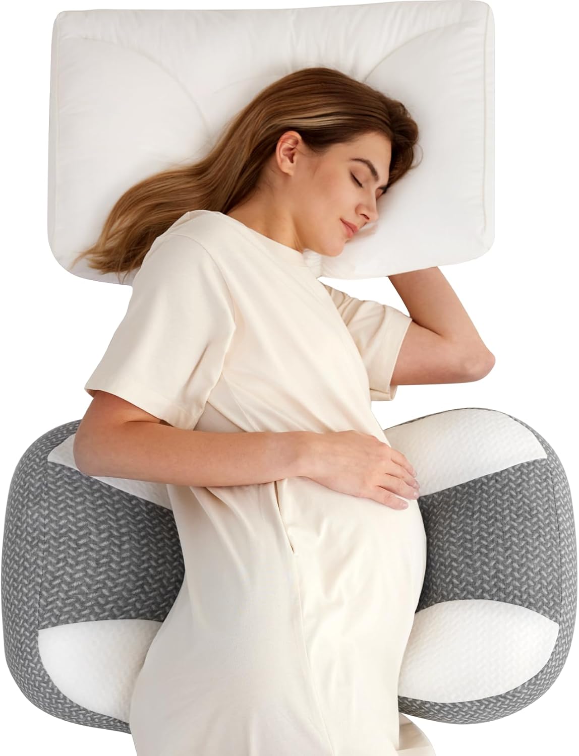 Momcozy Almohada de embarazo en forma de W Plus para dormir, almoha...