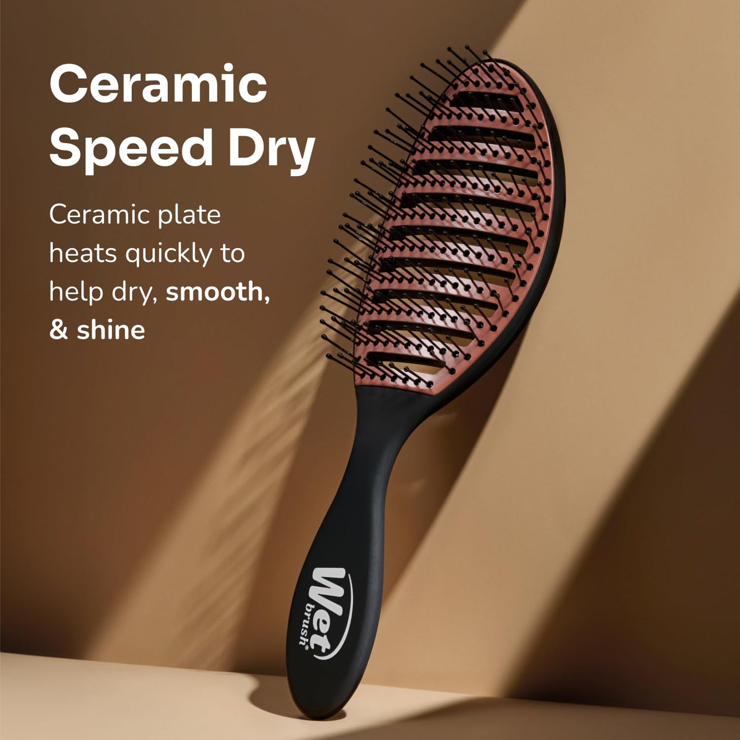 Wet Brush Cepillo de pelo de cerámica Speed Dry color negro, diseño ventilado y cerdas suaves HeatFlex para un estilo seguro de secado por soplado, mango ergonómico para desenredar sin dolor