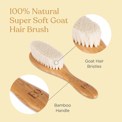 ELLAOLA Juego de cepillo y peine de bambú natural, 3 piezas - Cepillo para costra láctea, cepillo de masaje para el cabello, peine de bambú para niños pequeños, recién nacidos y bebés | Regalo para el