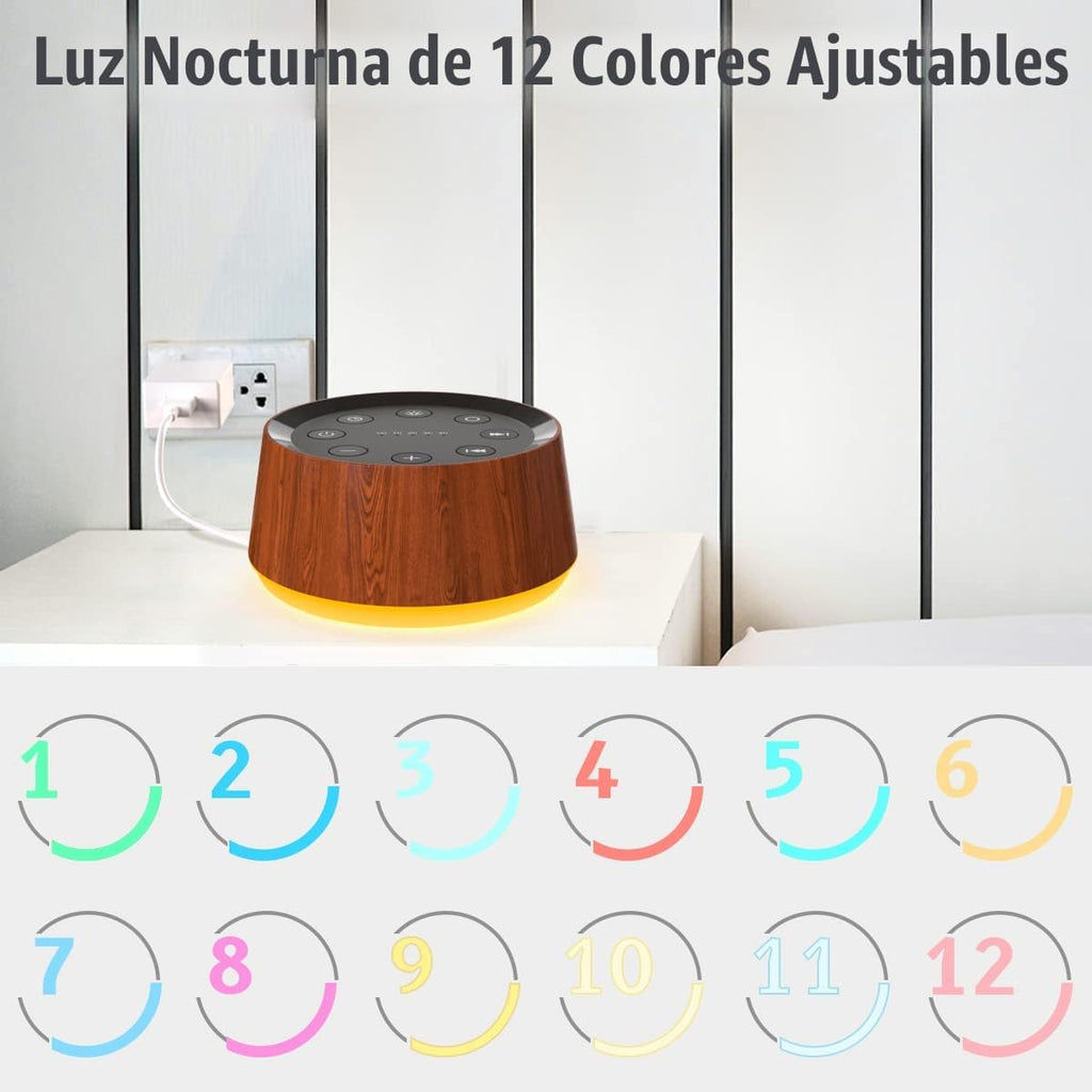 Máquina de Sonido de Ruido Marrón con 30 Sonidos Relajantes, Luz No...