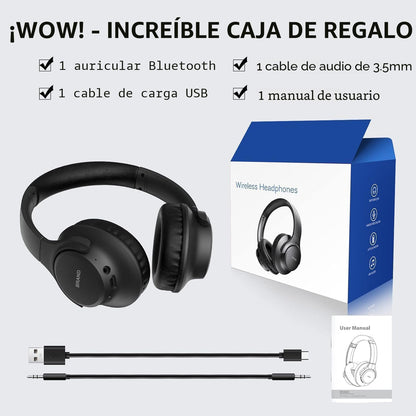 KVIDIO Auriculares Bluetooth sobre la oreja, 65 horas de reproducci...