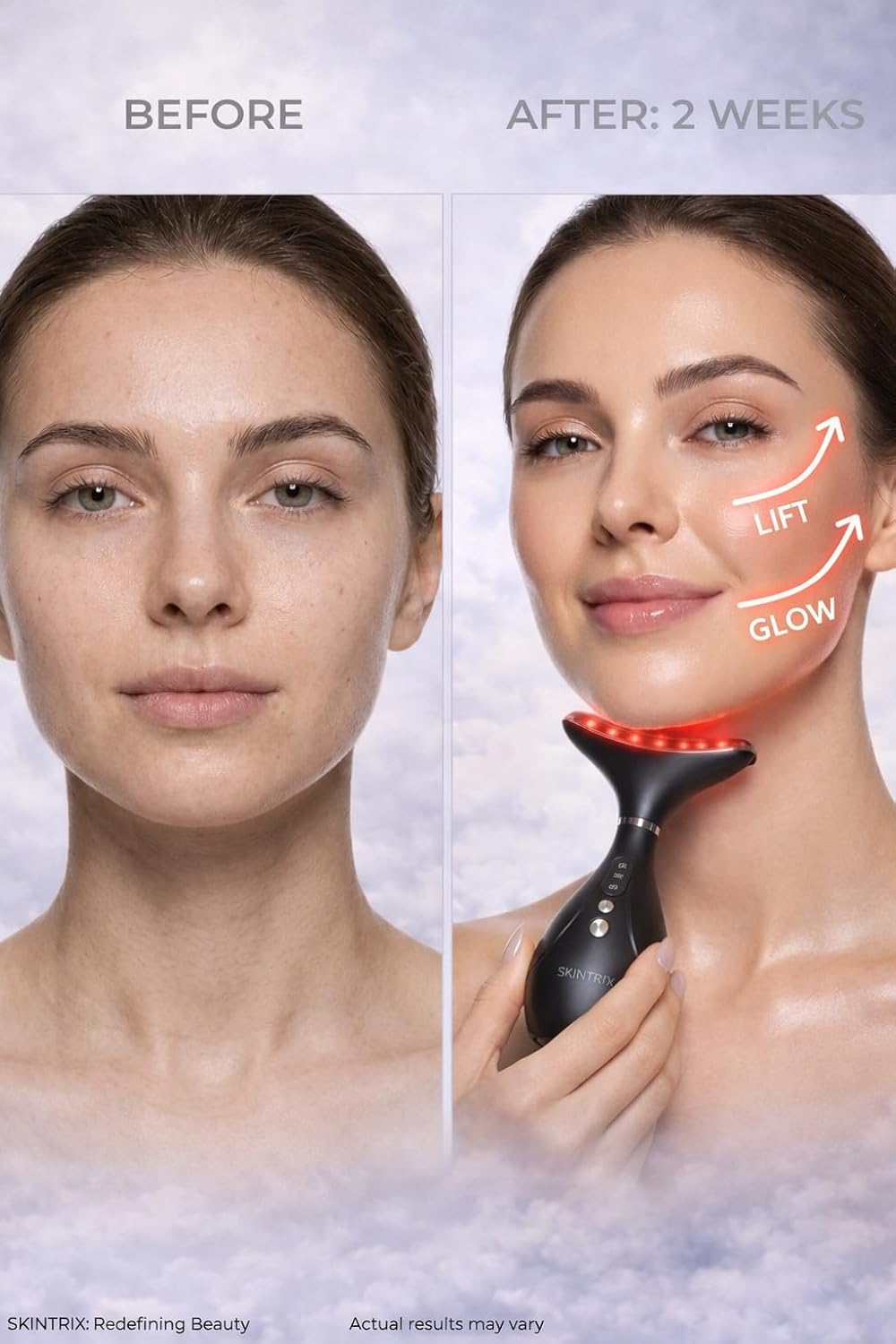 SKINTRIX Masajeador facial y cuello LED 3 en 1, dispositivo de bell...