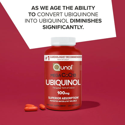 Qunol Mega Ubiquinol CoQ10 Suplemento natural de C0Q10 solubre en a...