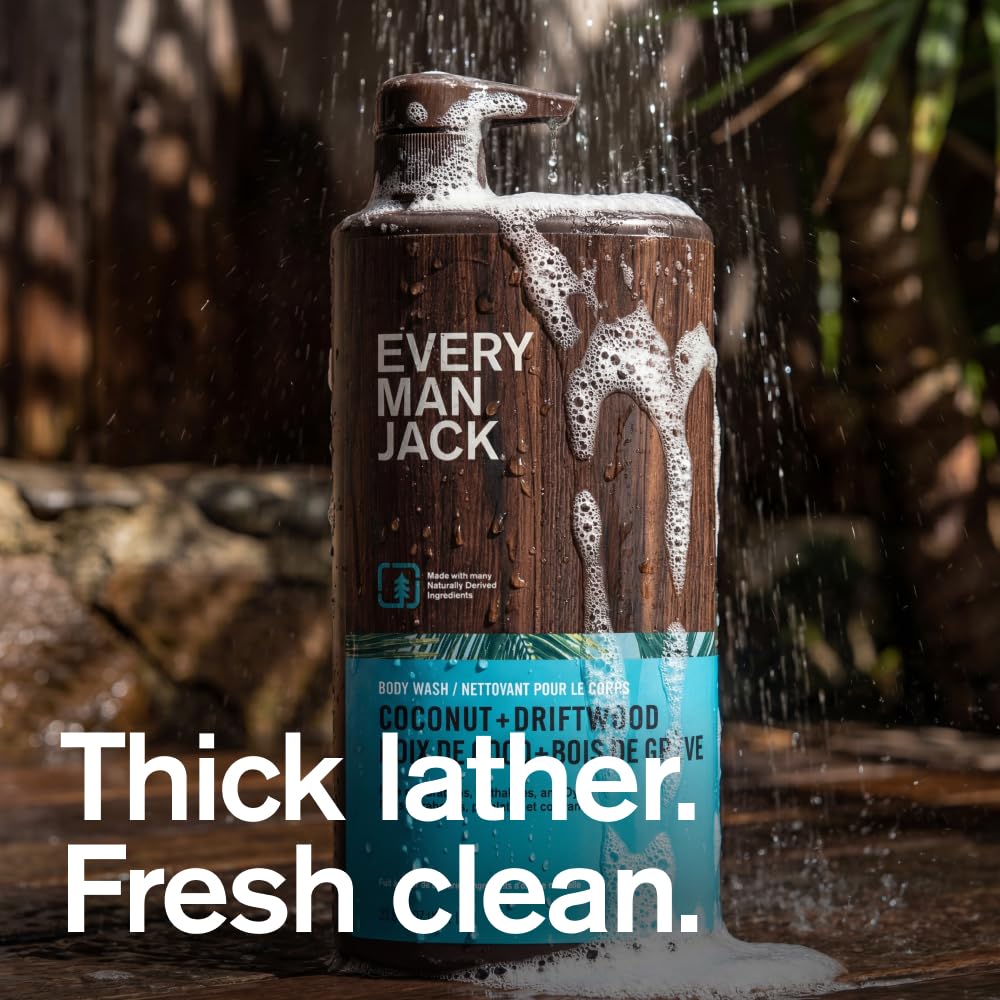 Every Man Jack Coconut + Driftwood Gel de baño para hombre para tod...