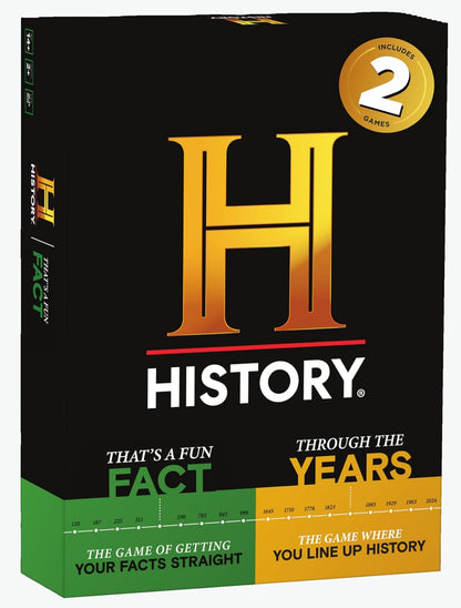 History Channel Edición 2 en 1 - A Través de los Años/Eso es un Dato Curioso - Conocimiento General Super Trivia Cronología Línea de Tiempo Juego de Cartas de Fiesta para Adultos, Familia