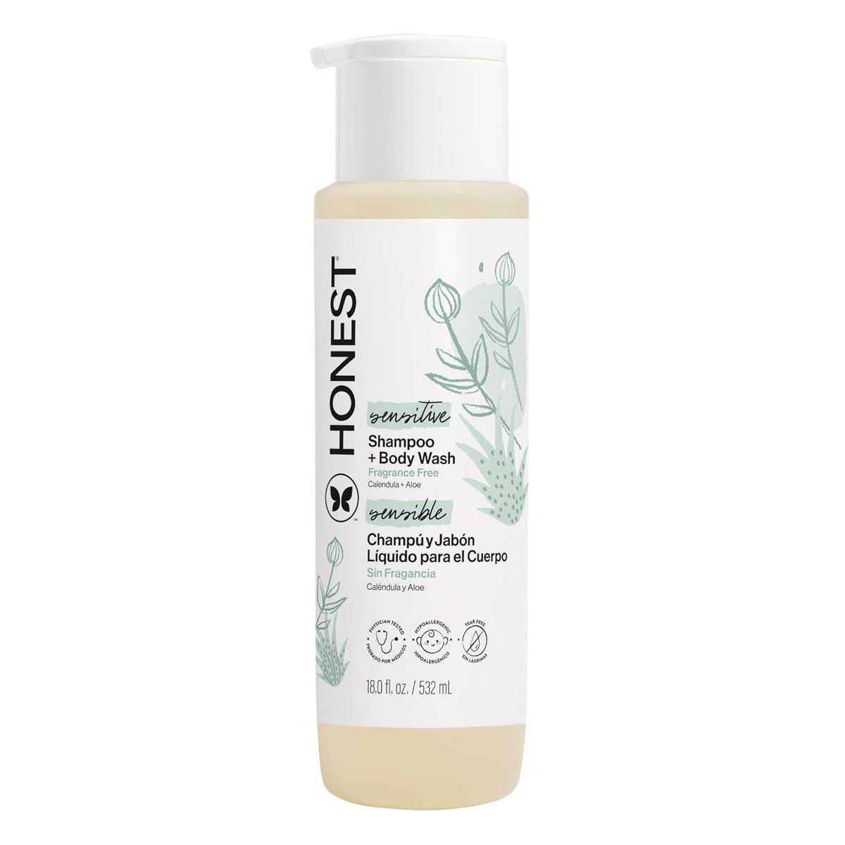 The Honest Company Champú limpiador 2 en 1 y gel de baño para piele...