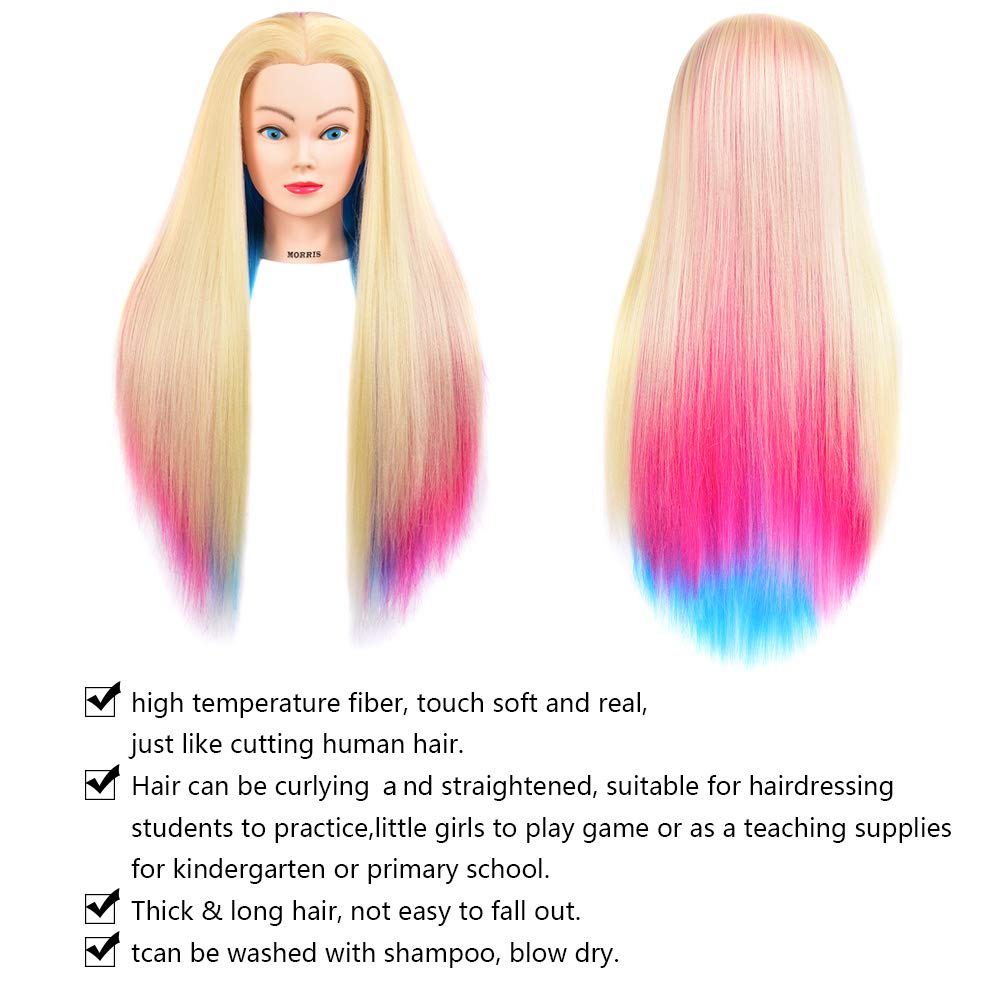 Morris - Cabeza de maniquí de 71 cm para cosmetología con cabello s...