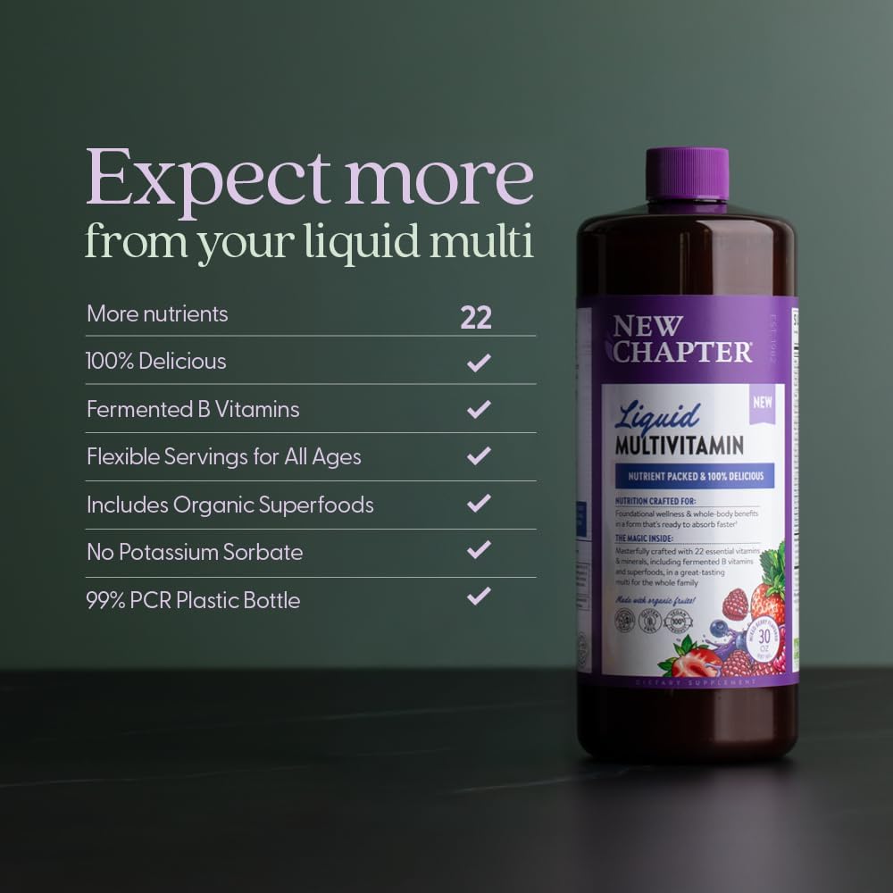 New Chapter Multivitamínico Líquido + Suplemento Mineral para Benef...