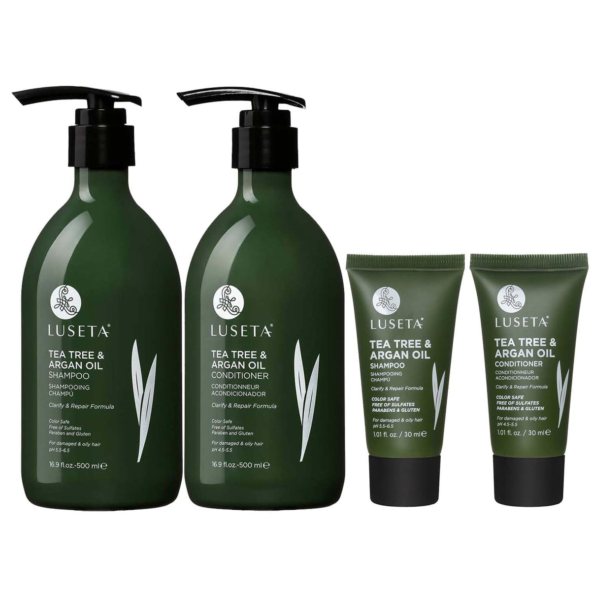 Luseta Tea Tree Champú y acondicionador Set Full y tamaño de viaje...