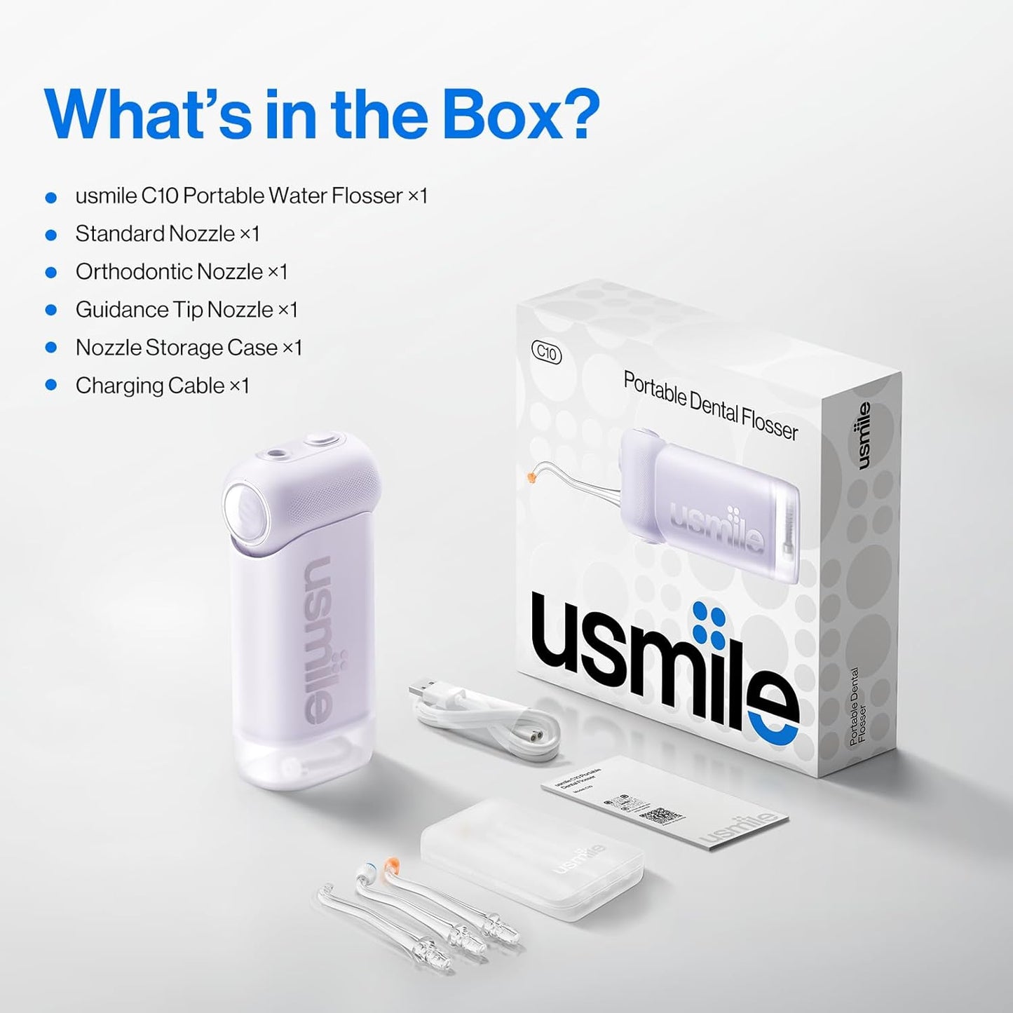 usmile C10 - Irrigador de agua portátil - Apto para viajes, batería...