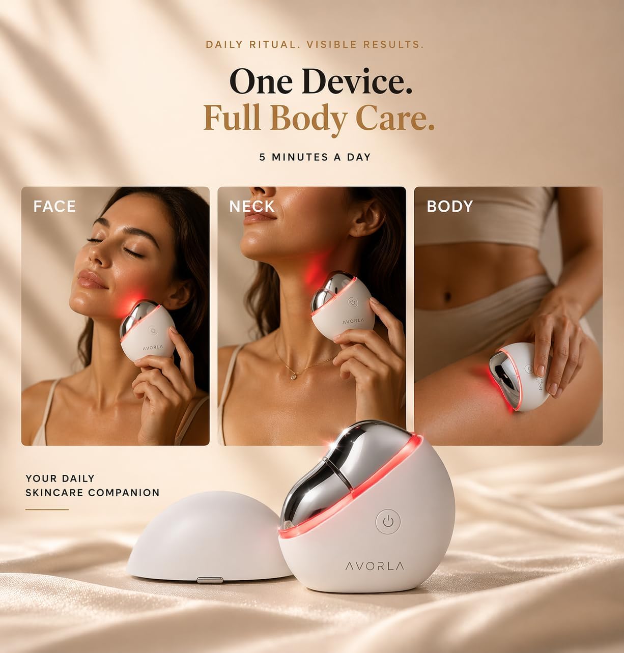 AVORLA Herramienta facial LED Gua Sha con calor y microcorriente, d...