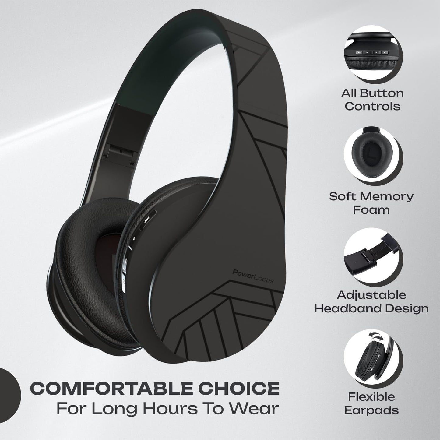 PowerLocus - Audífonos Bluetooth sobre las orejas, auriculares inal...