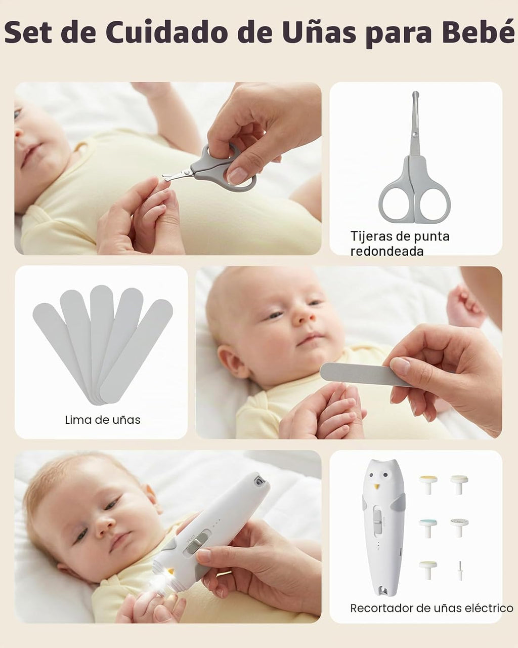 Lictin Kit de Cuidado de la Salud y Aseo del Bebé, Cortaúñas Eléctr...
