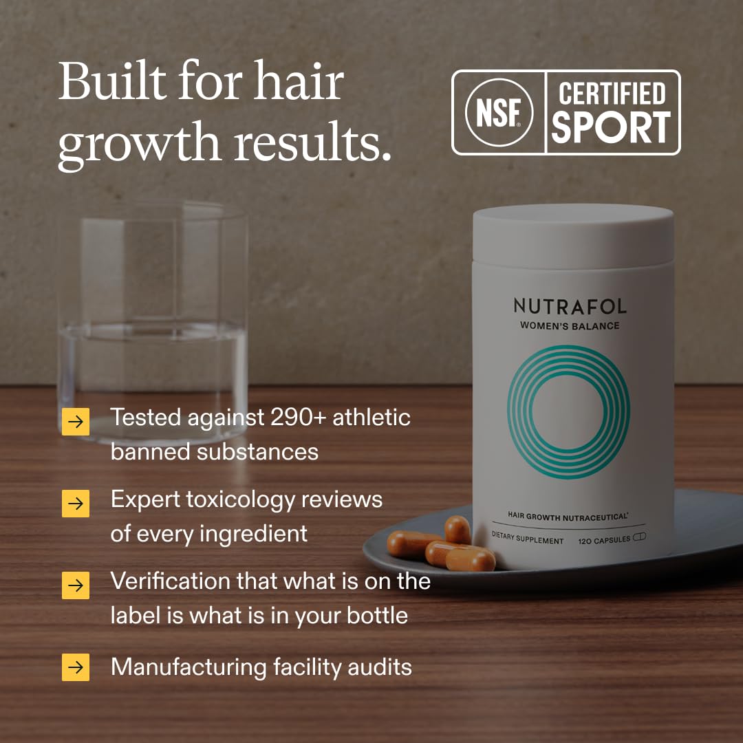Nutrafol Suplementos para el Crecimiento del Cabello Women's Balance para Mujeres, Edades 45 y Más, Clínicamente Probados para Cabello Visiblemente Más Grueso y Cobertura del Cuero Cabelludo en 3-6