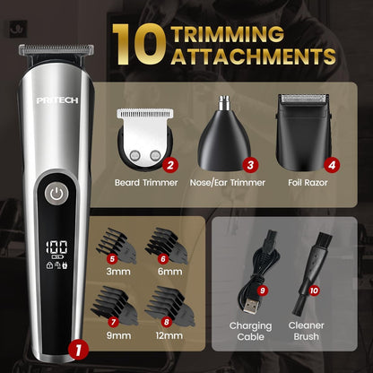 PRITECH Cortadora de Barba para Hombre, Kit de 3 en 1 de Cortadores...