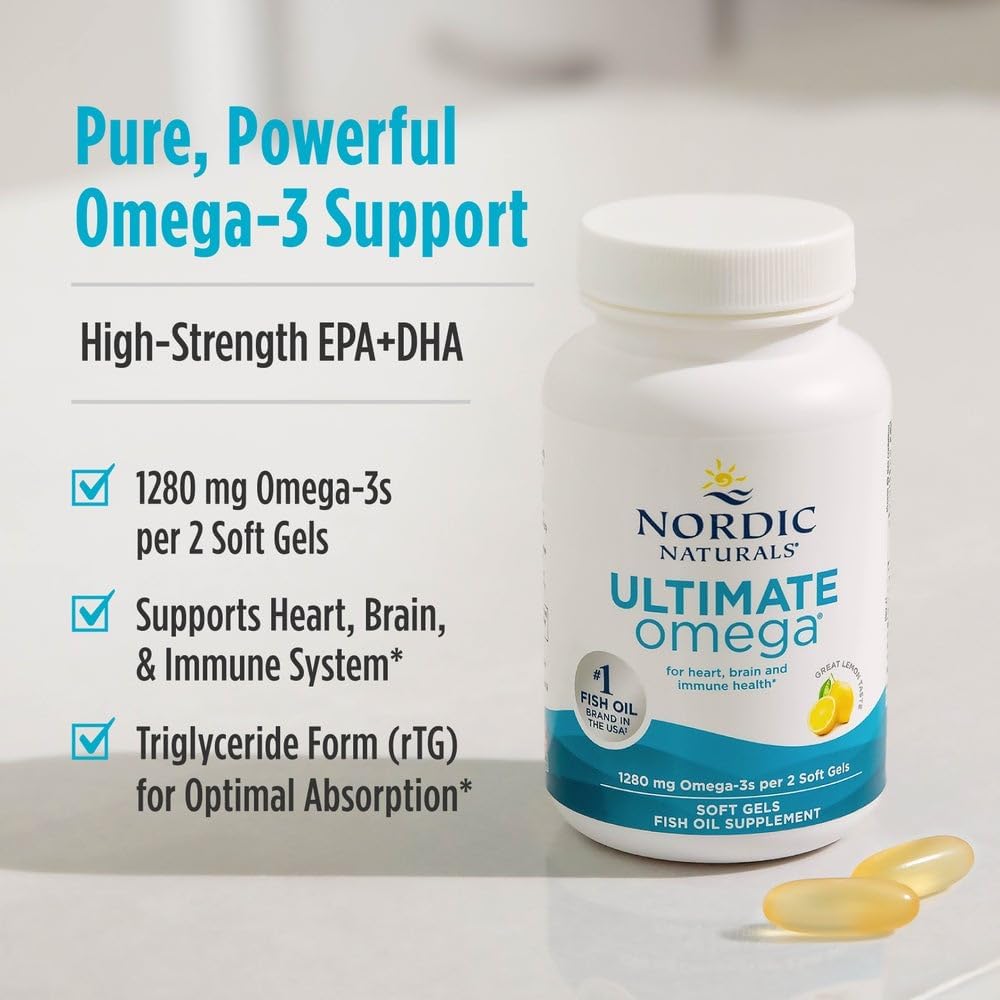 Nordic Naturals Ultimate Omega, sabor a limón, 210 geles suaves, 12...
