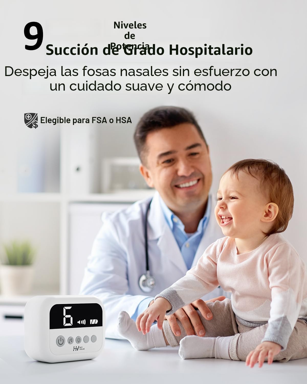 HEYVALUE Aspirador Nasal para Bebé, Ventosa Nasal de Grado Hospital...