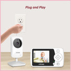 VTimes Monitor de bebé con cámara y audio, monitor de video para be...