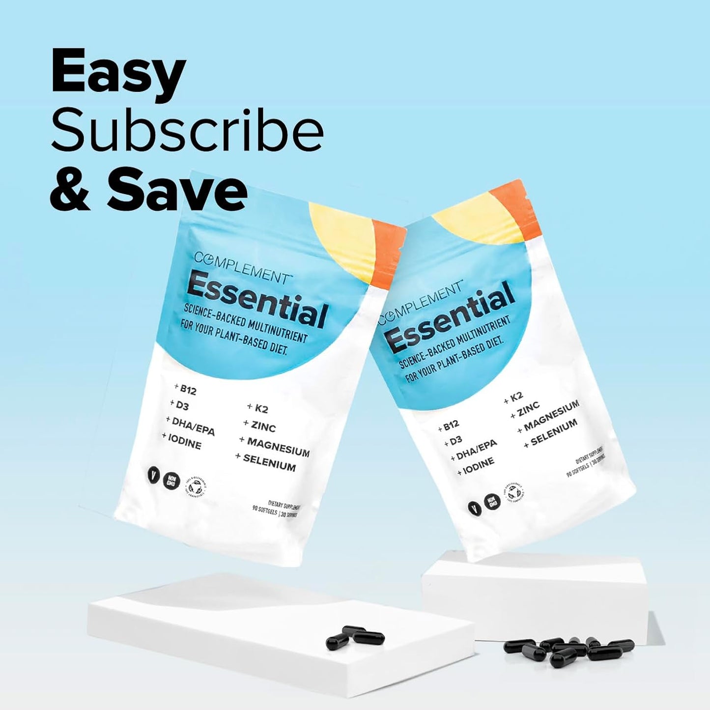 Complement Multivitamínicos veganos para mujeres y hombres, Omega 3...