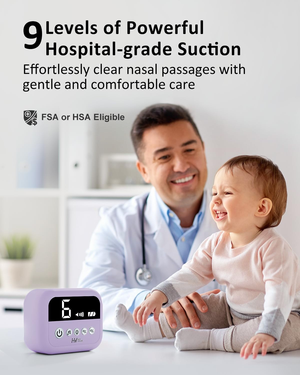 HEYVALUE Aspirador nasal para bebé, succión nasal de grado hospital...
