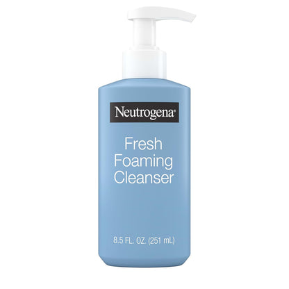 Neutrogena Limpiador facial de espuma fresca, removedor de maquillaje todo en uno para piel normal a grasa, limpia profundamente y elimina el maquillaje impermeable, sin jabón, no comedogénico, 8.5