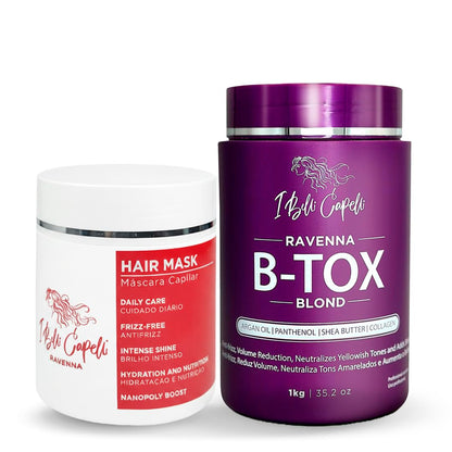 I Belli Capelli Ravenna - Kit de alisado de cabello rubio B-tox y m...