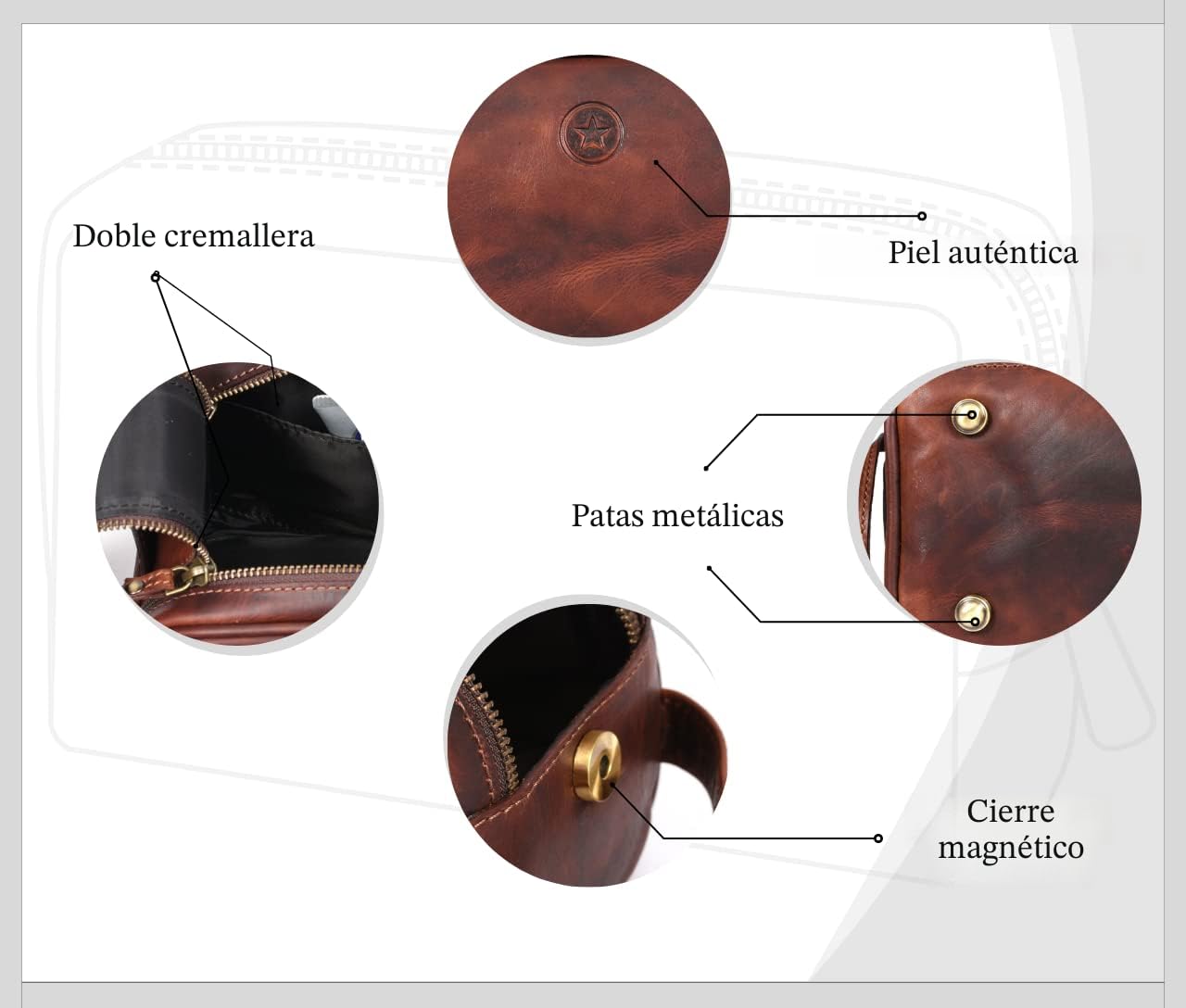 Aaron Leather Goods - Neceser para artículos de tocador de viaje, d...