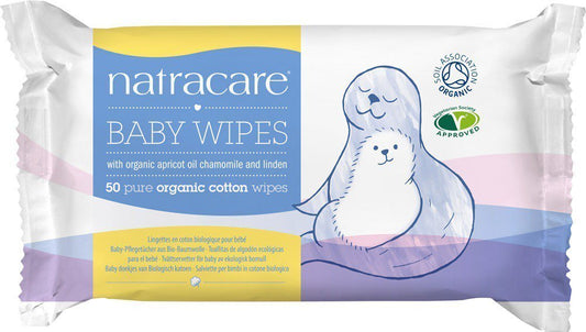 Natracare Toallitas de algodón orgánico para bebés, 50 unidades (paquete de 12)