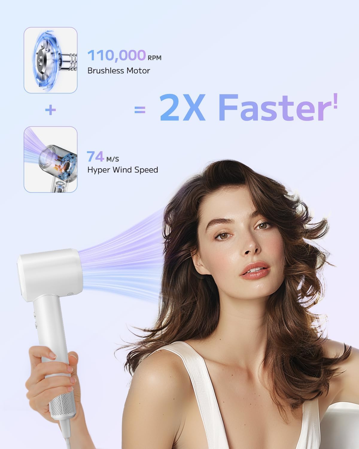 Secador de pelo, secador de pelo iónico de alta velocidad para seca...
