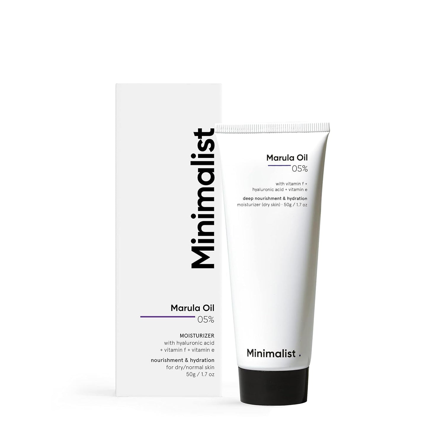 Minimalist - Hidratante facial para piel seca | 5% de aceite de marula con ácido hialurónico para una nutrición e hidratación profunda | Hidratante facial | Para mujeres y hombres | 1.7 oz / 50 g