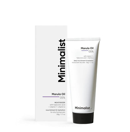 Minimalist - Hidratante facial para piel seca | 5% de aceite de marula con ácido hialurónico para una nutrición e hidratación profunda | Hidratante facial | Para mujeres y hombres | 1.7 oz / 50 g