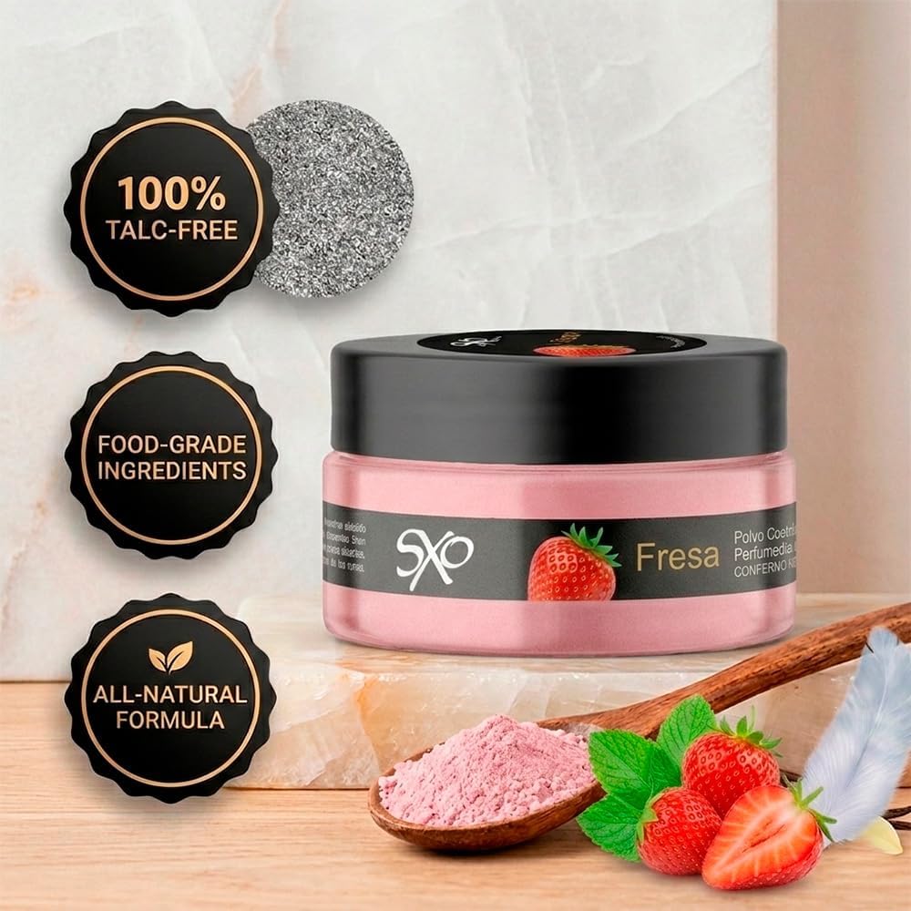 SXO Gourmet - Polvo corporal comestible con sabor a fresa para pare...