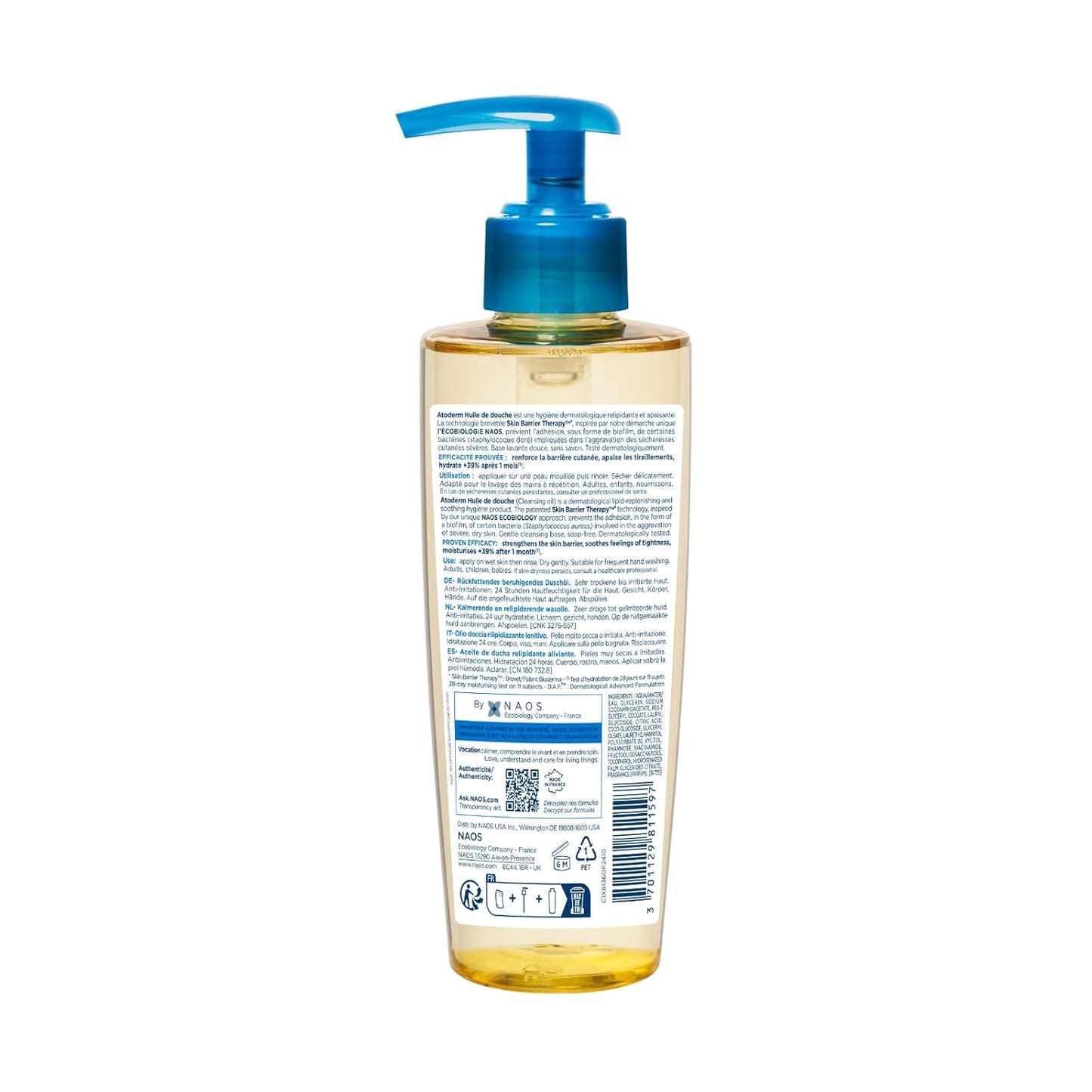 Bioderma - Atoderm - Aceite limpiador para pieles sensibles muy secas - Cara y cuerpo - Alivia las molestias - 6.7 onzas líquidas (paquete de 1)